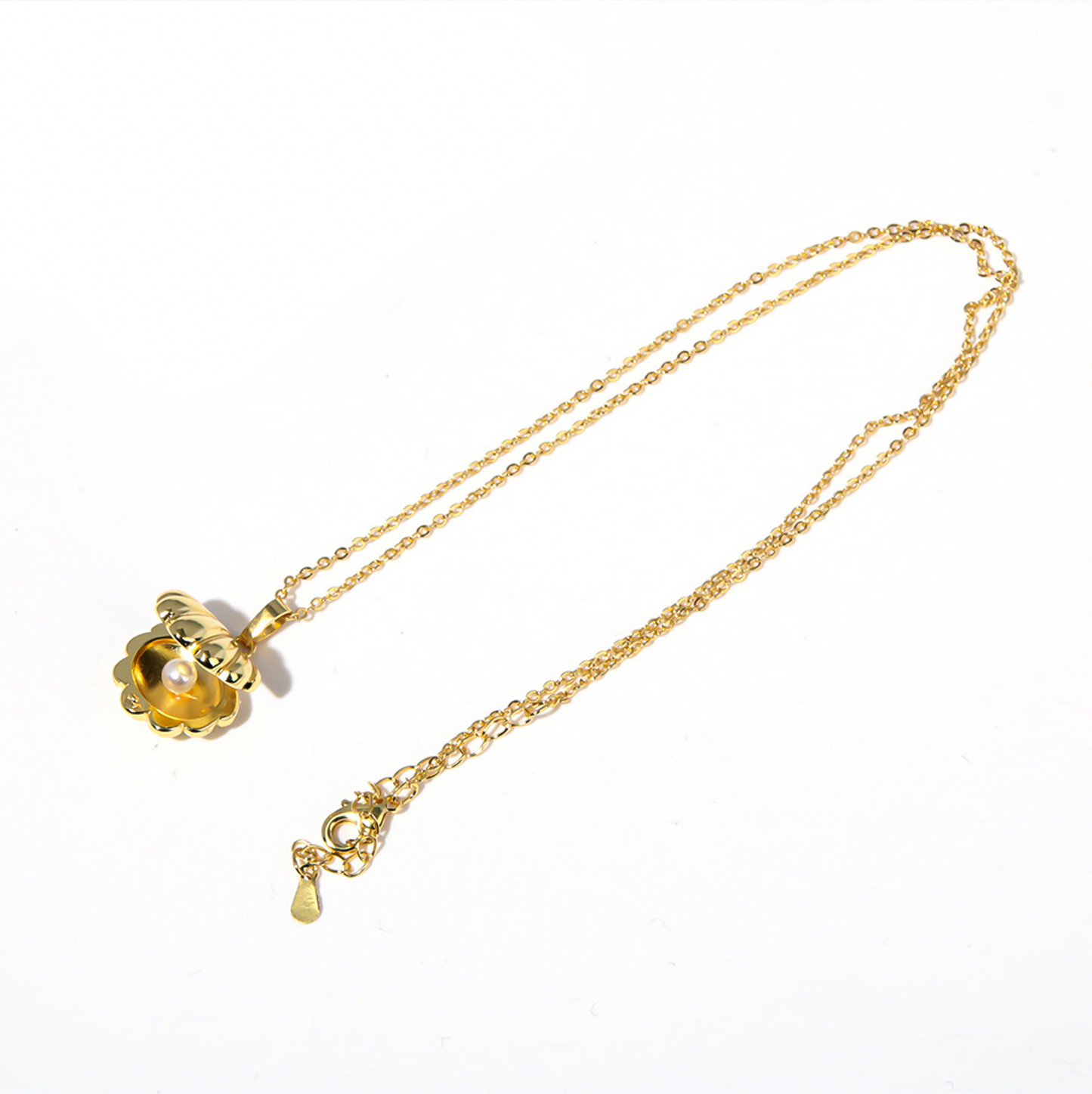 Gold Coquette Little Mermaid Ocean Shell Pearl Necklace