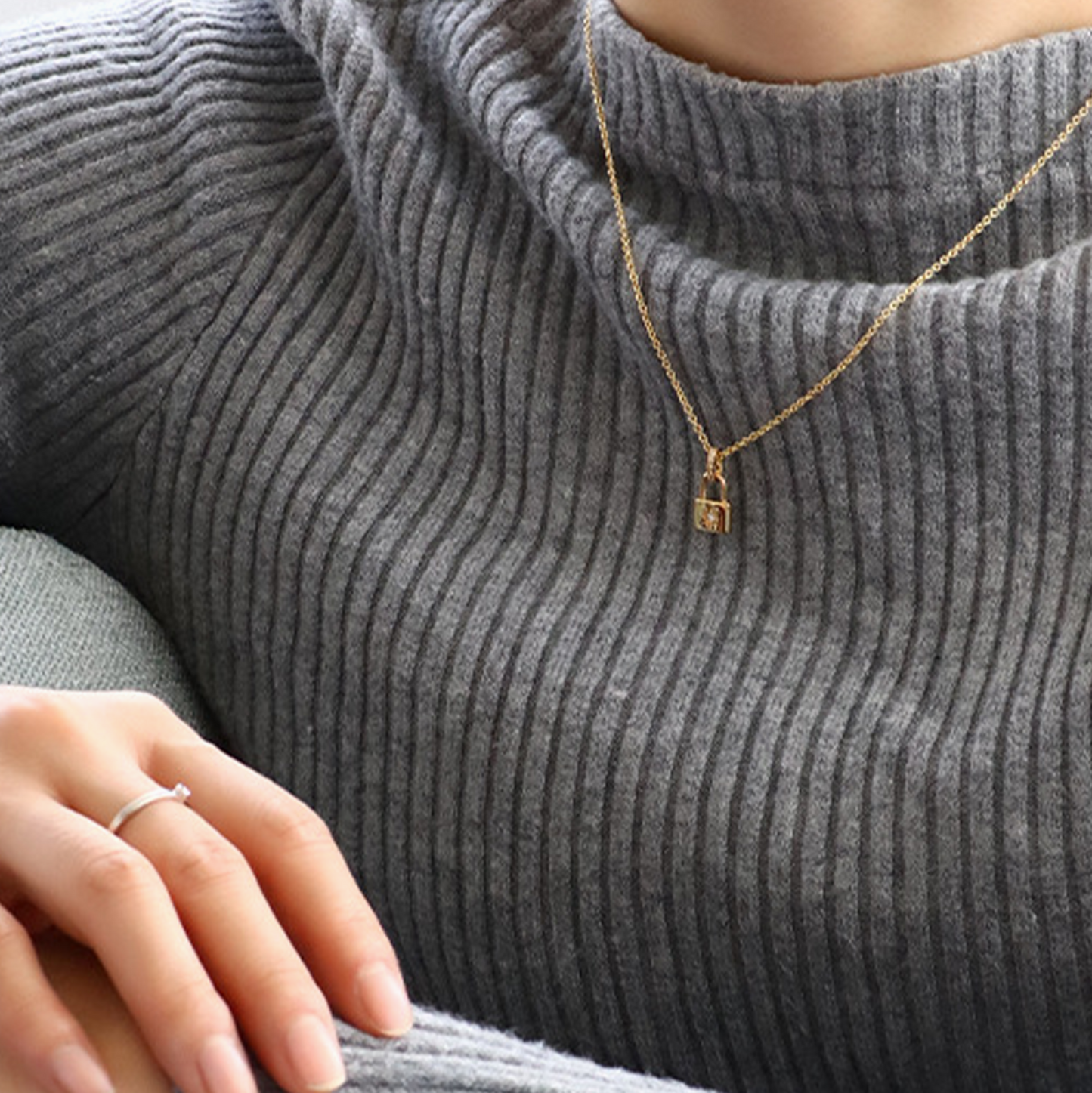 Delicate Initial Lock Necklace