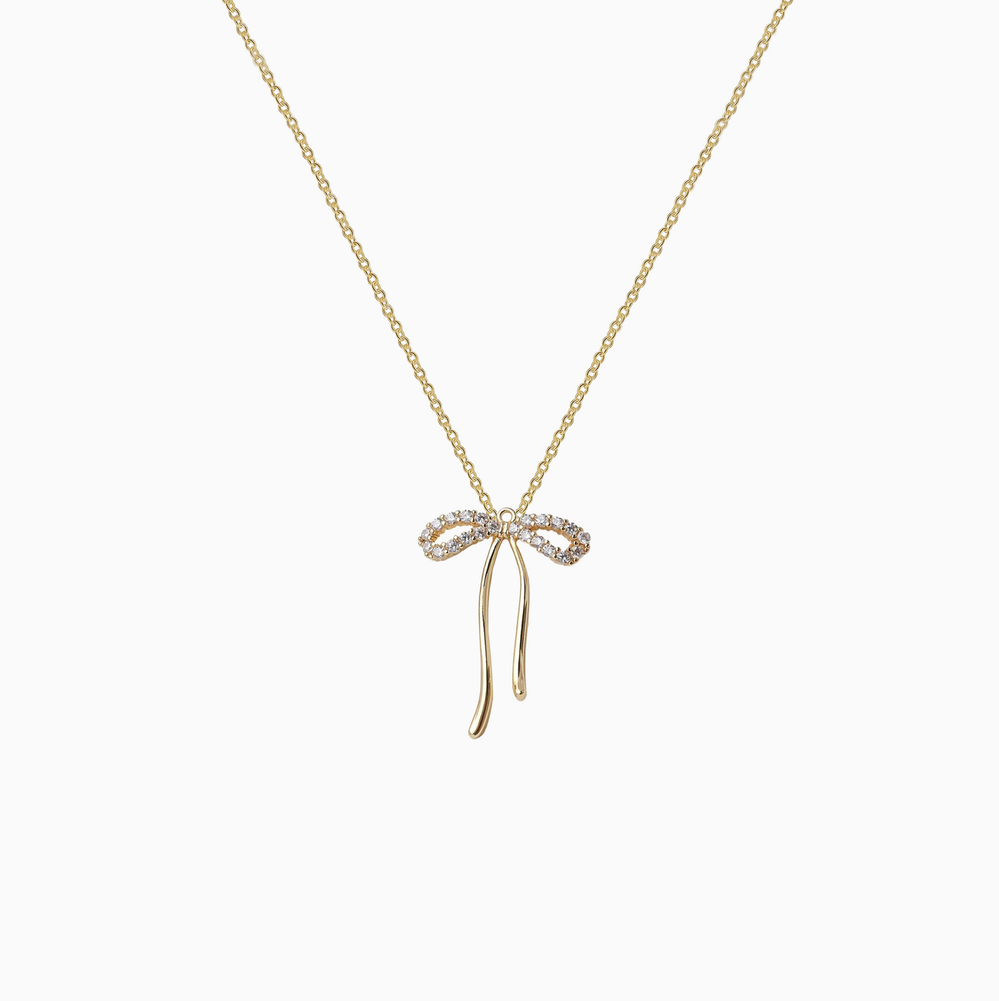 Gold Coquette Bow Zirconia Necklace