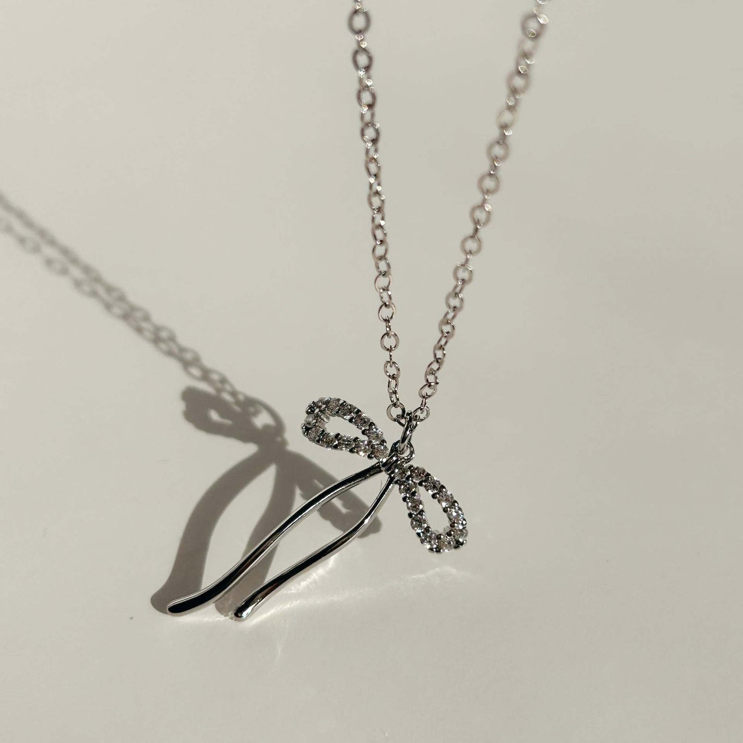 Gold Coquette Bow Zirconia Necklace