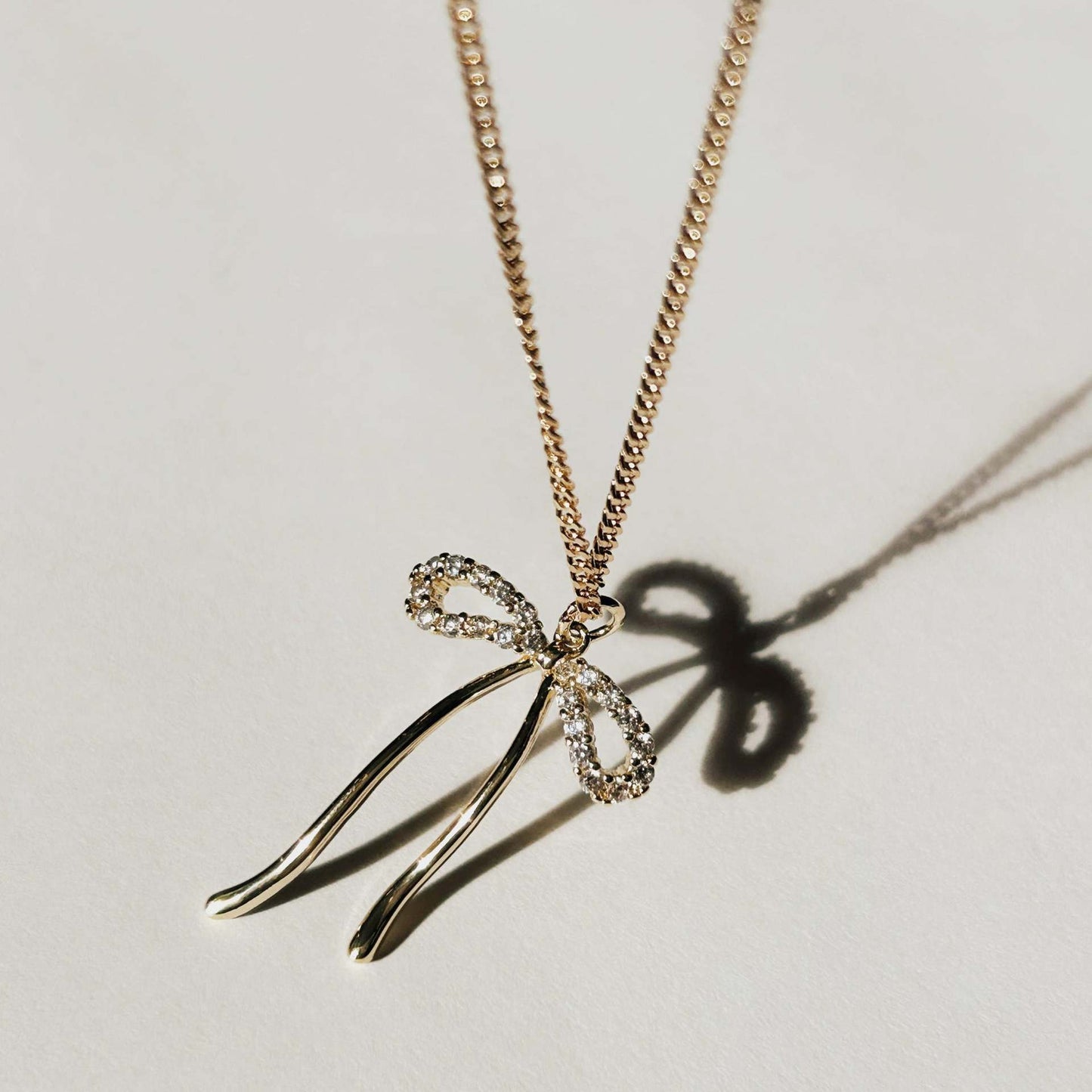 Gold Coquette Bow Zirconia Necklace