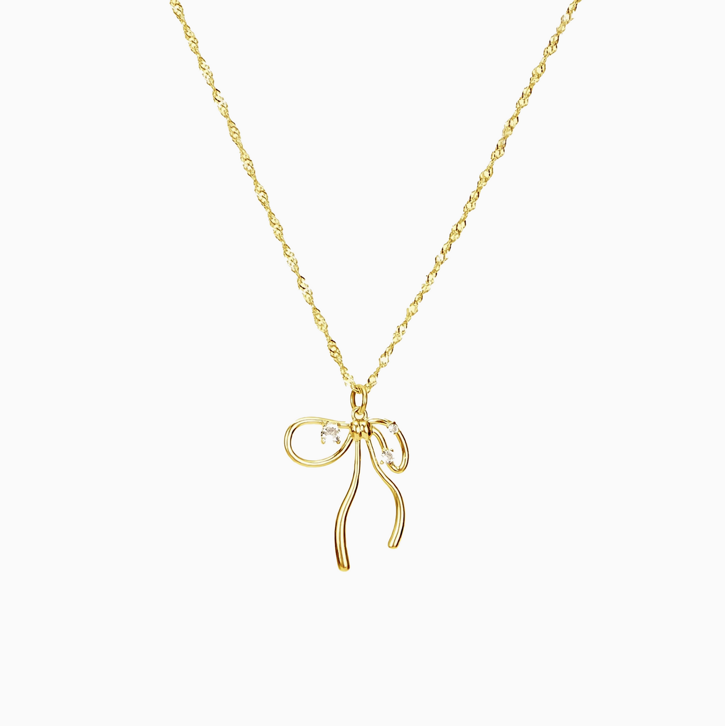 Silver Coquette Ribbon Bow Necklace