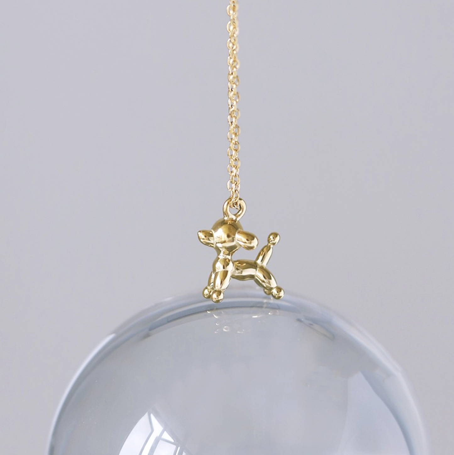 Gold Ballon Puppy Gift Pendant Necklace