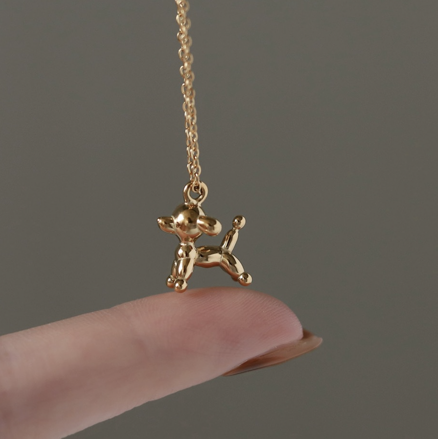 Gold Ballon Puppy Gift Pendant Necklace