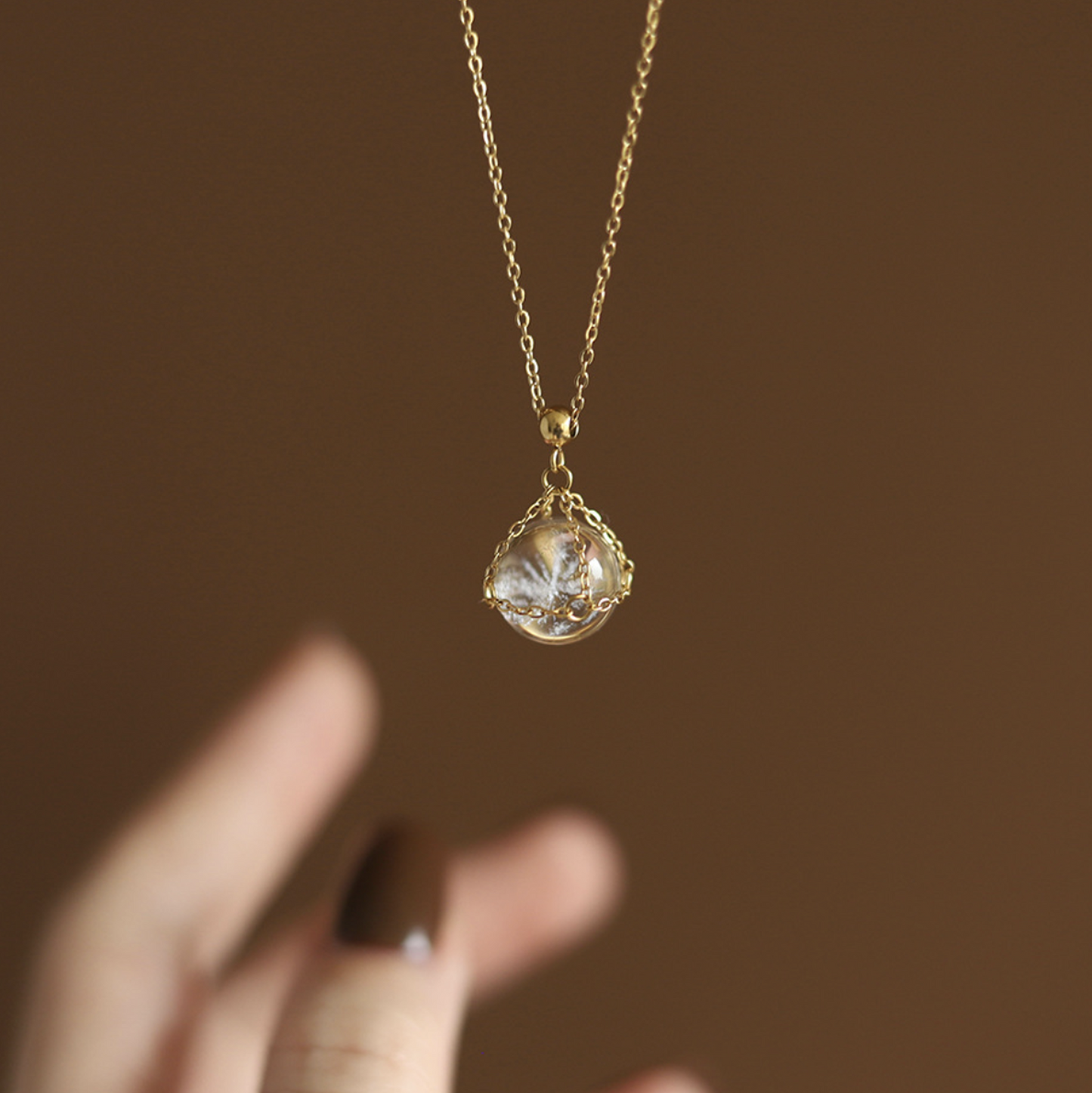 18k Crystal Ball Pendant Necklace