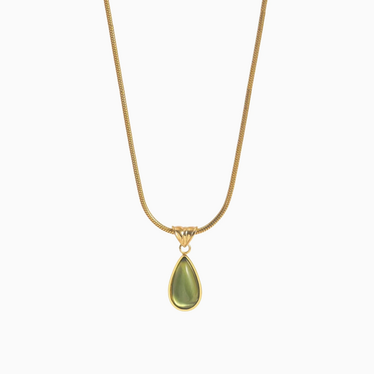 Retro Green Waterdrop Pendant Necklace