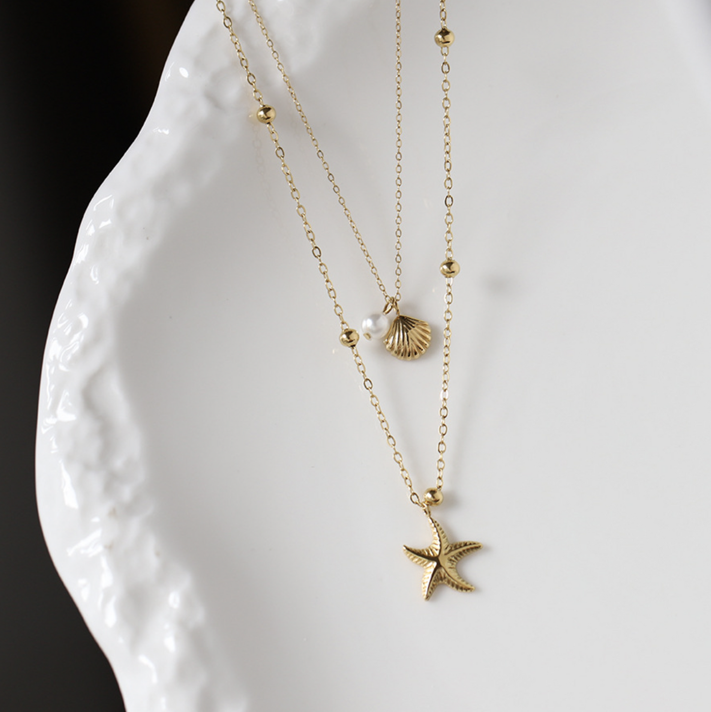 Gold Summer Ocean Double Layers Necklace