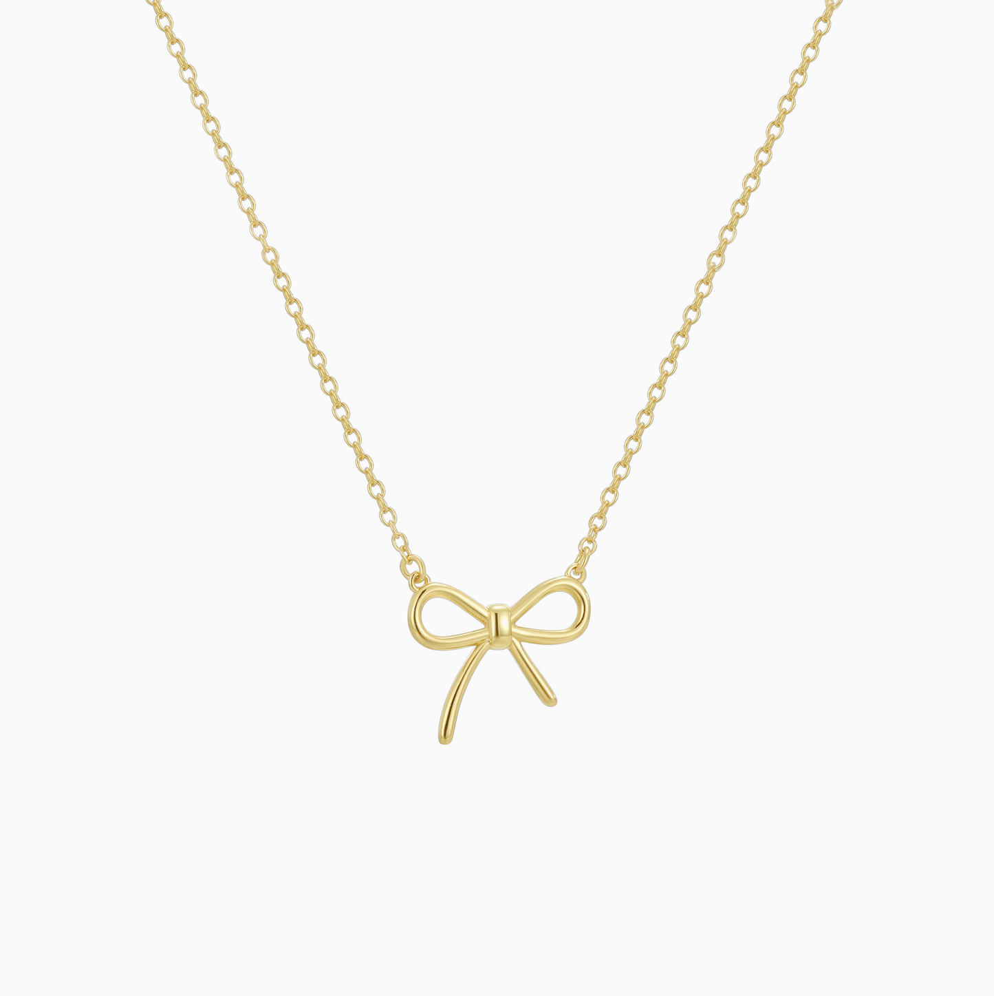 Coquette Yellow Gold Cute Ribbon Bow Necklace