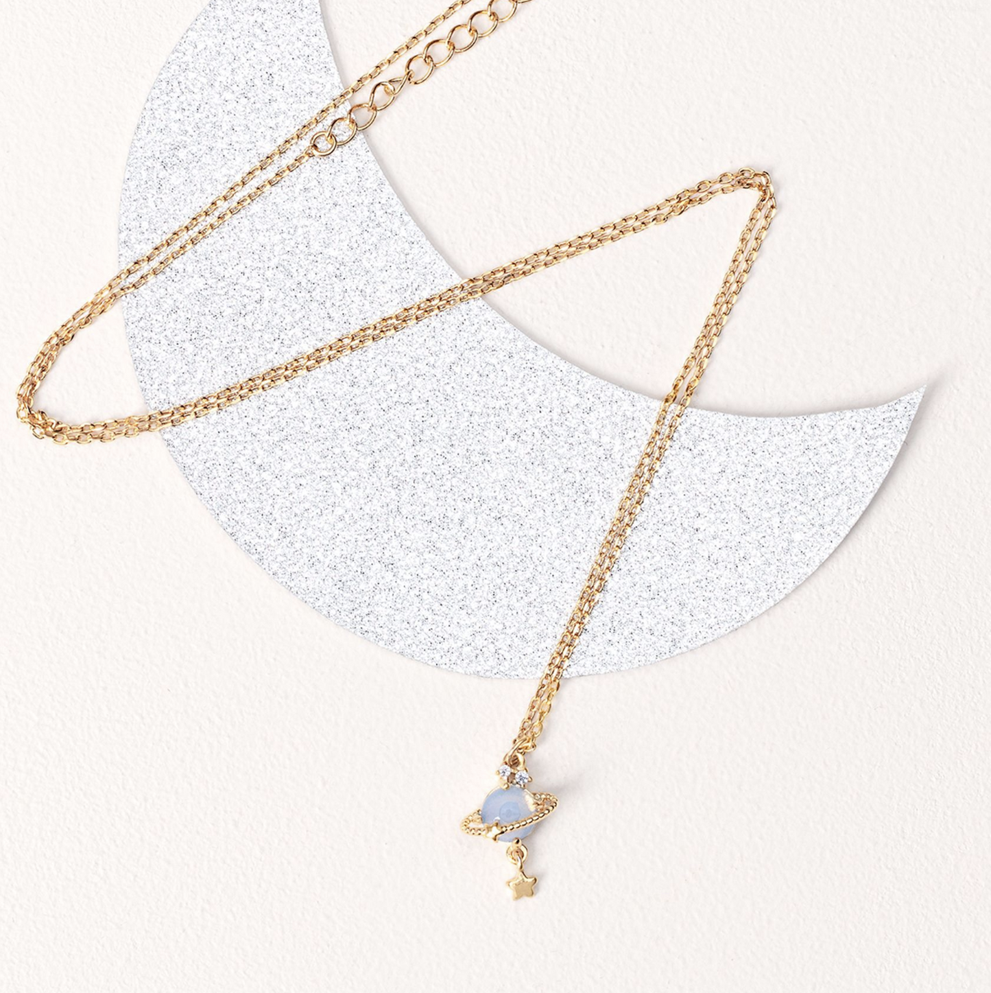 Coquette Silver Blue Planet Pendant Necklace