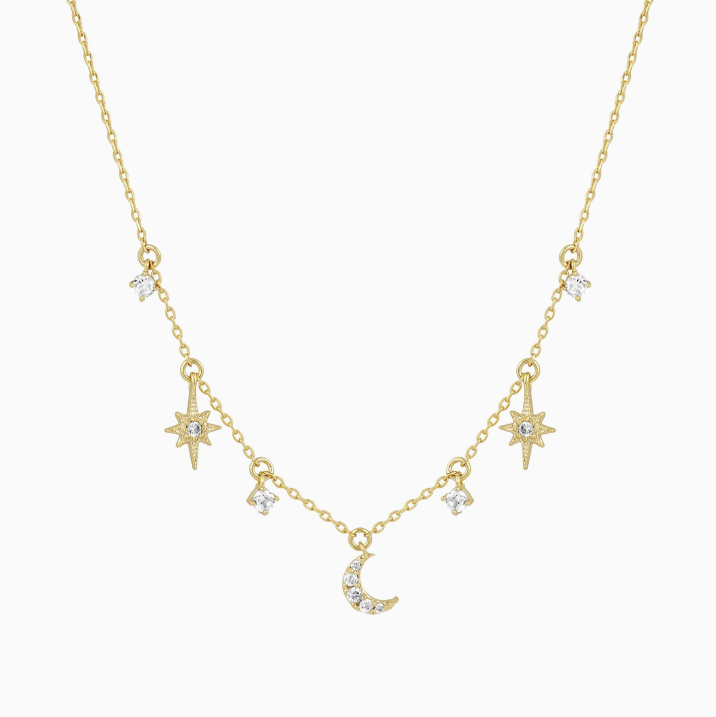 18k Moon Star Gold Stack Necklace