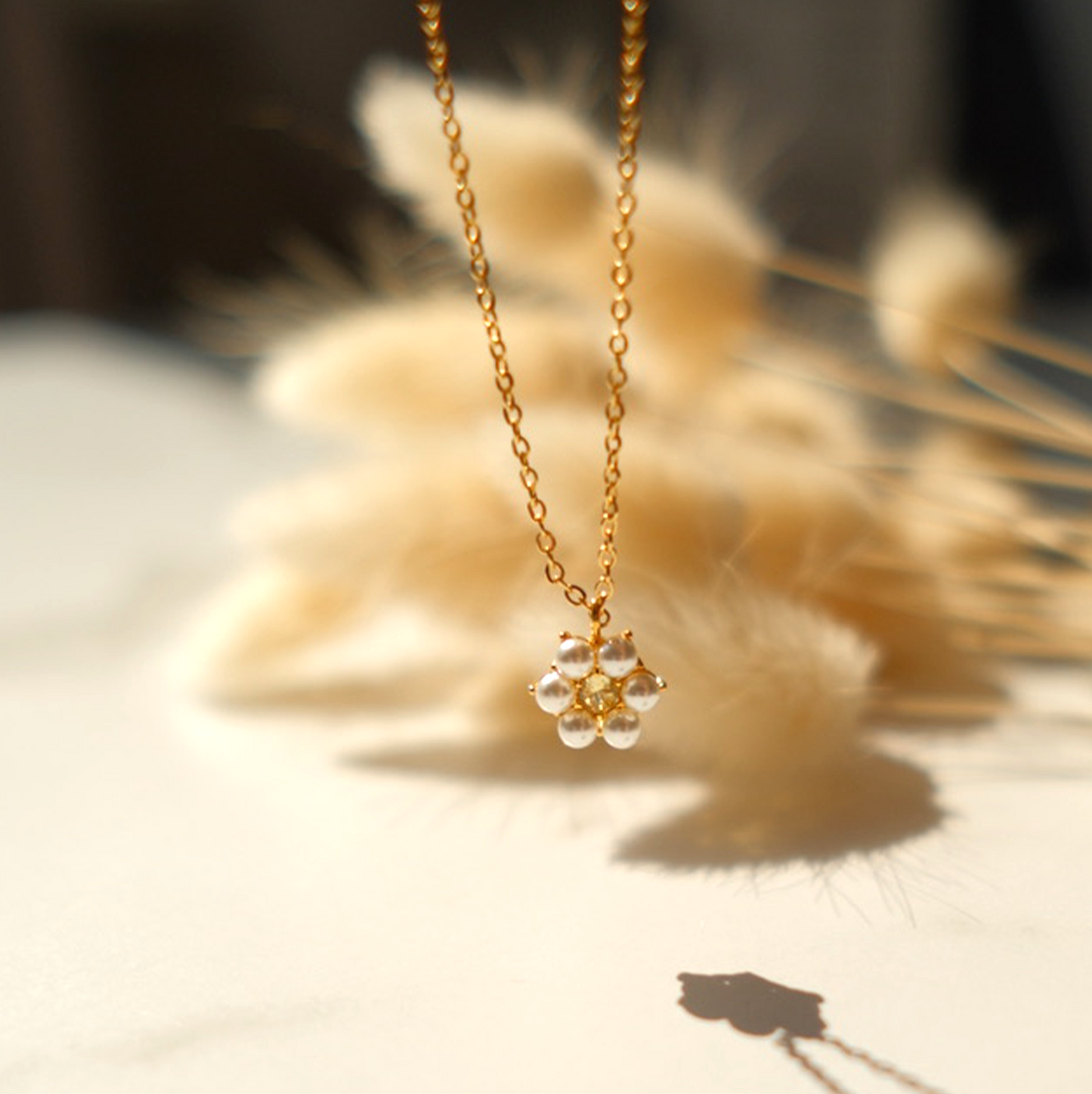 18k Dainty Daisy Pendant Stack Necklace