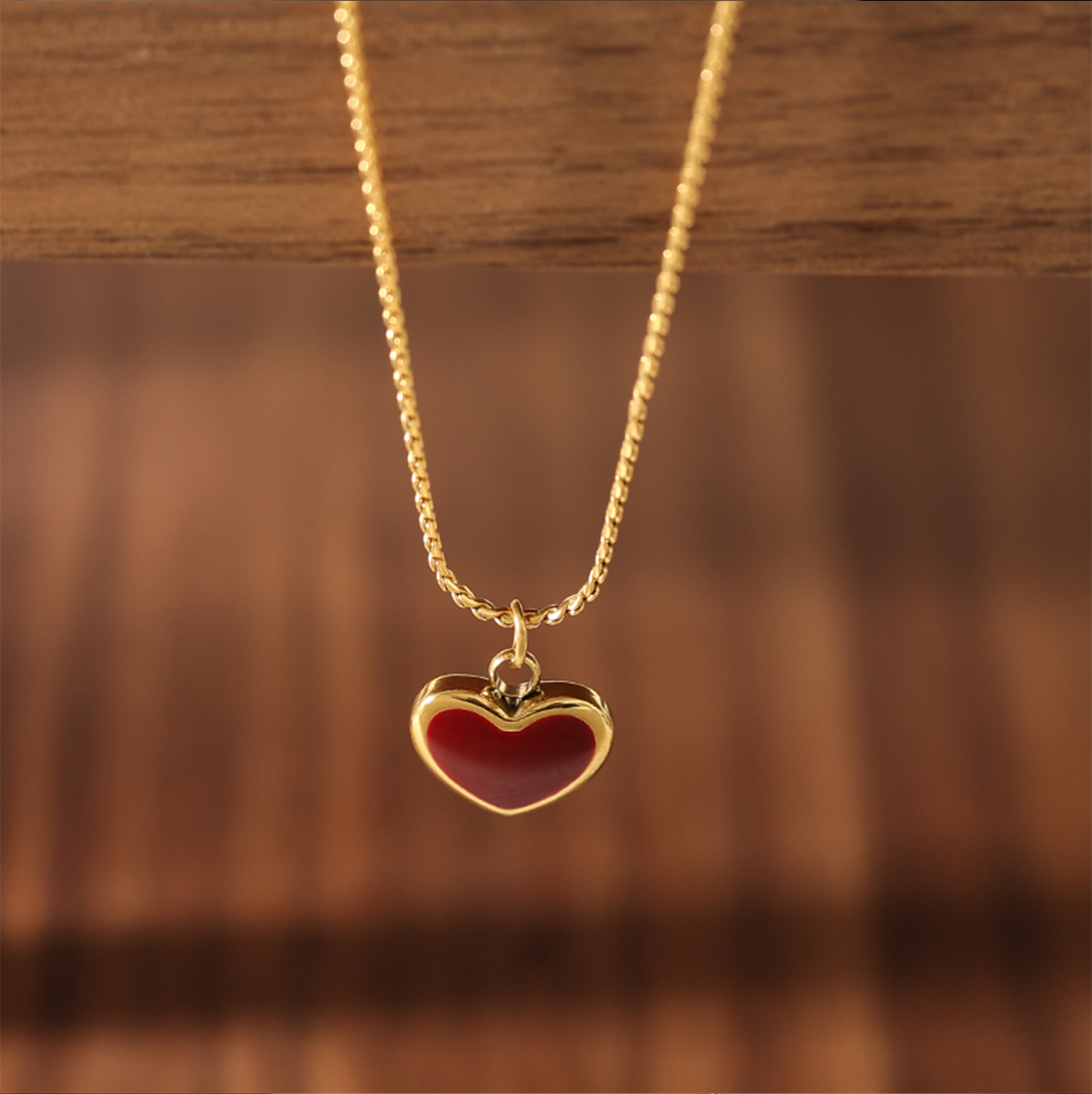 18k Coquette Enamel Heart Necklace