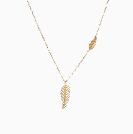 18k Dainty Feather Pendant Necklace