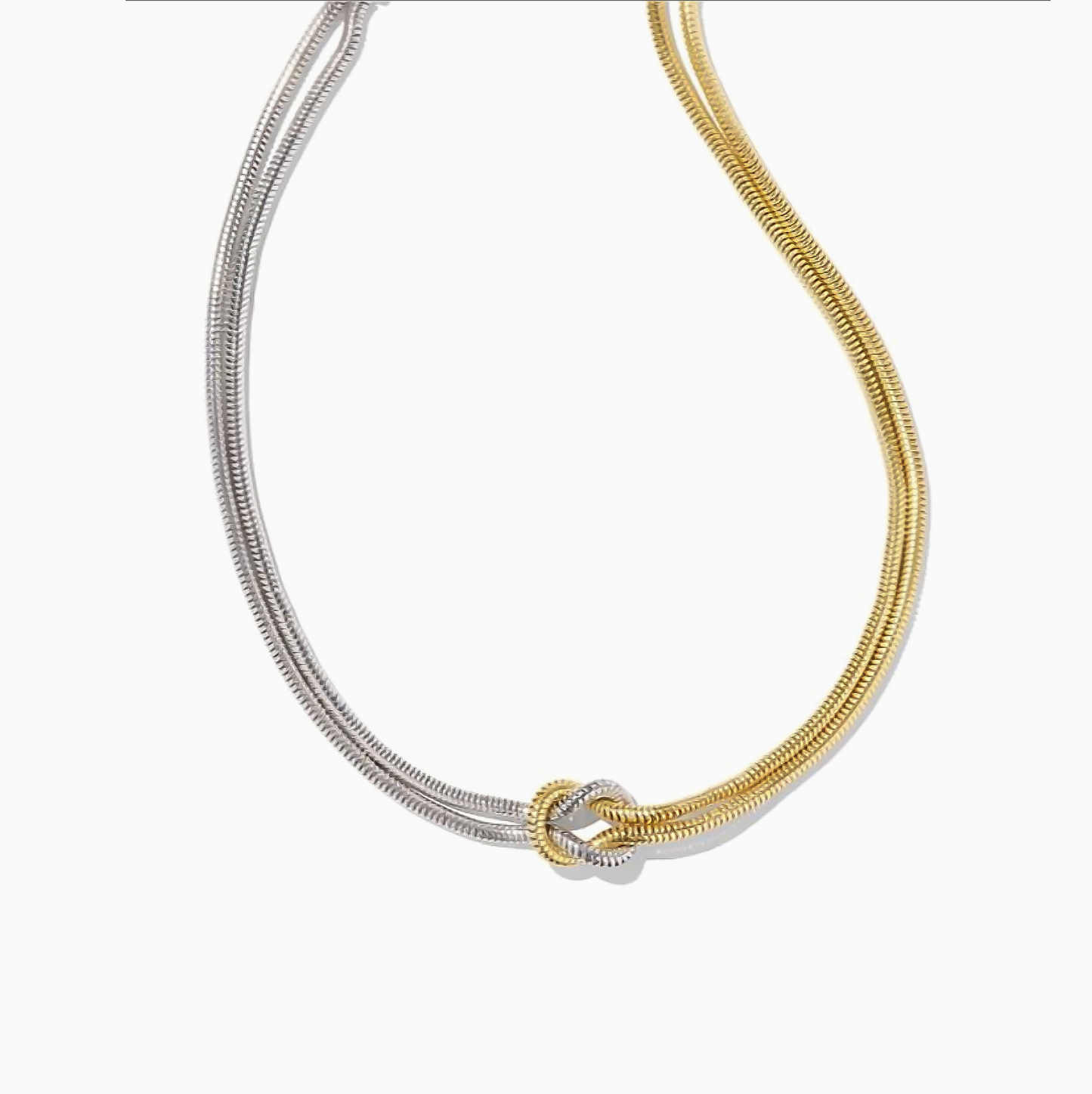 Minimalist Gold and Silver Intertwined Knot Chain Necklace