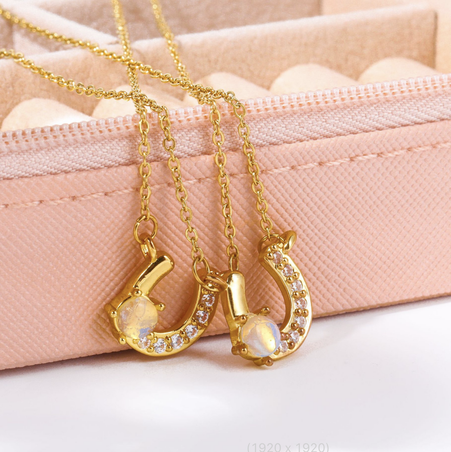 Lucky Horseshoe Necklace with Moonstone