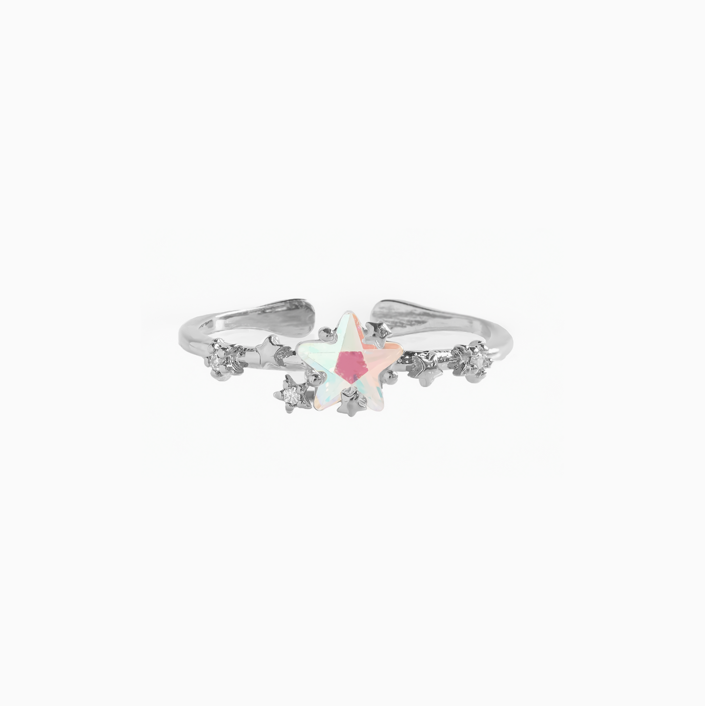 Silver Coquette Five Star Zirconia Adjustable Stack Ring