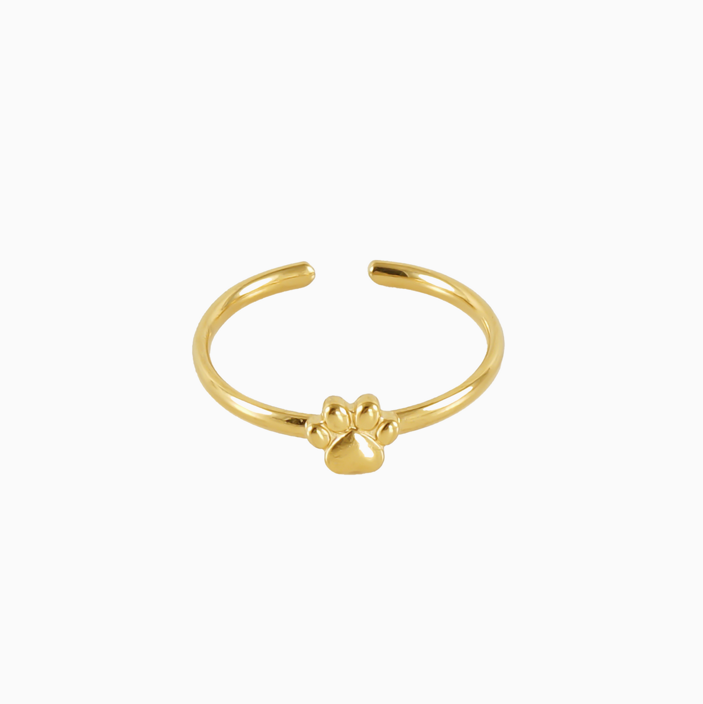 Gold Puppy Paw Gift Adjustable Ring