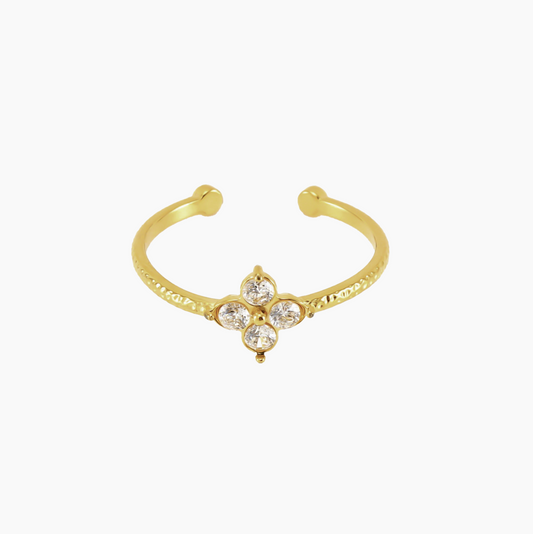 Lucky Zirconia Clover Adjustable Ring