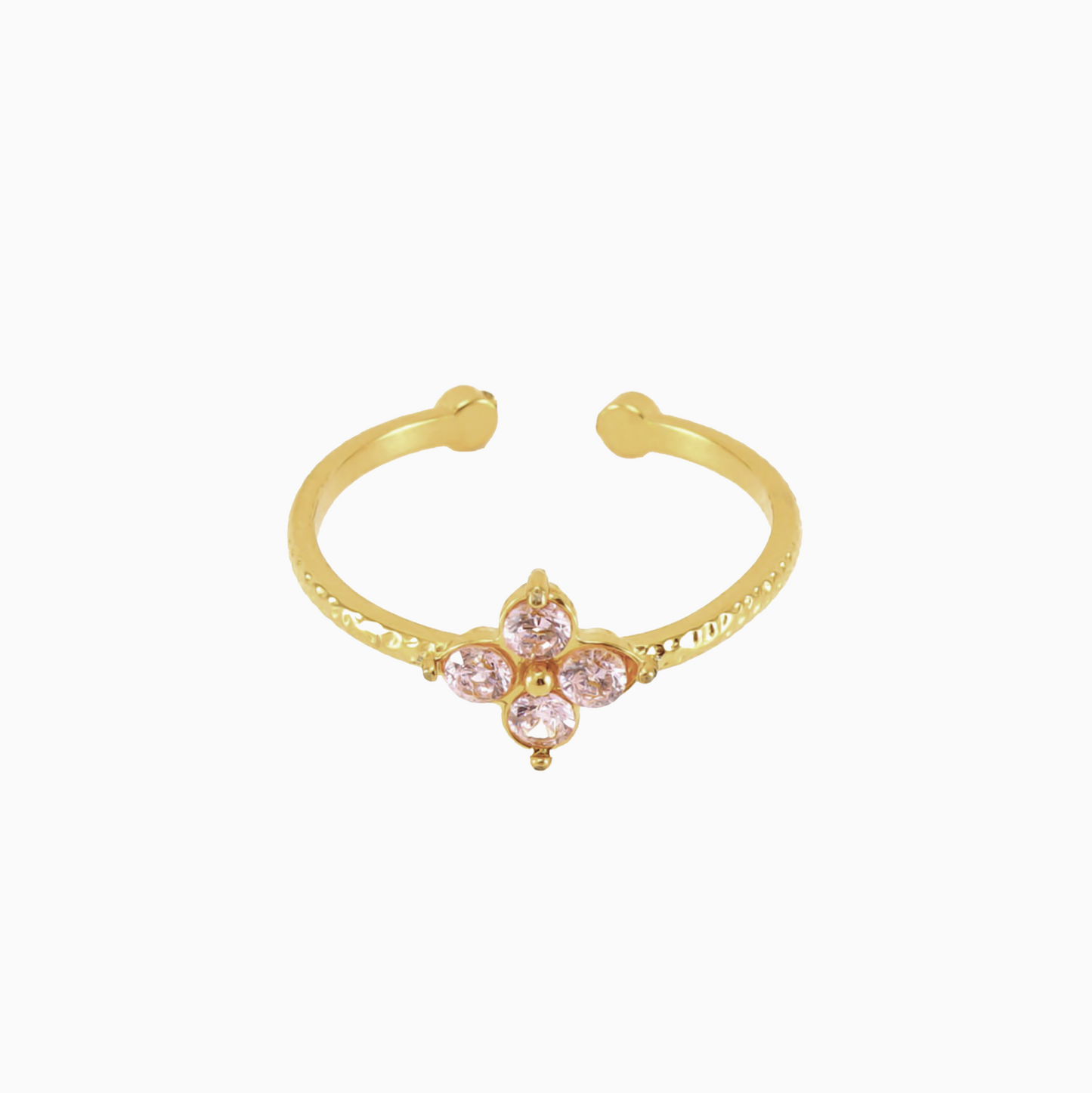 Lucky Zirconia Clover Adjustable Ring