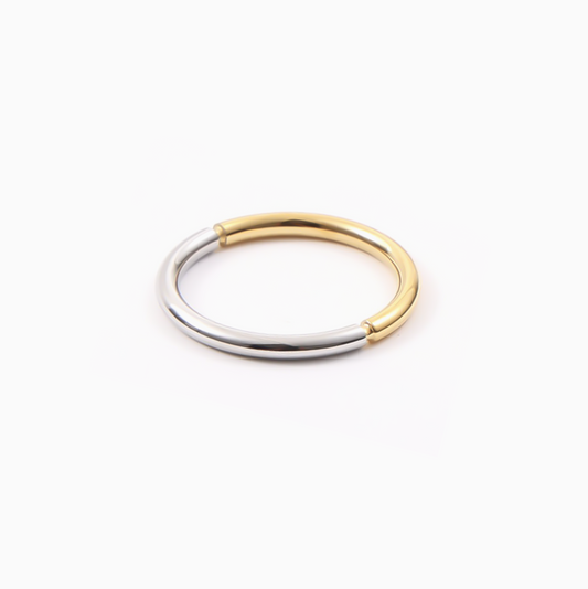 18k Gold Mix Silver Thin Stack Ring