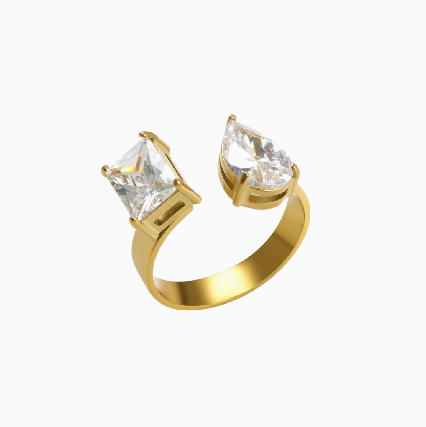 Statement Teardrop Square Zirconia Stack Ring