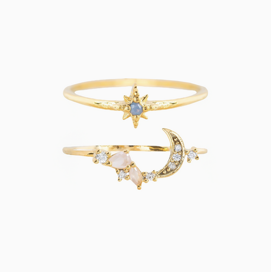 Coquette Delicate Sun and Moon Stack Ring