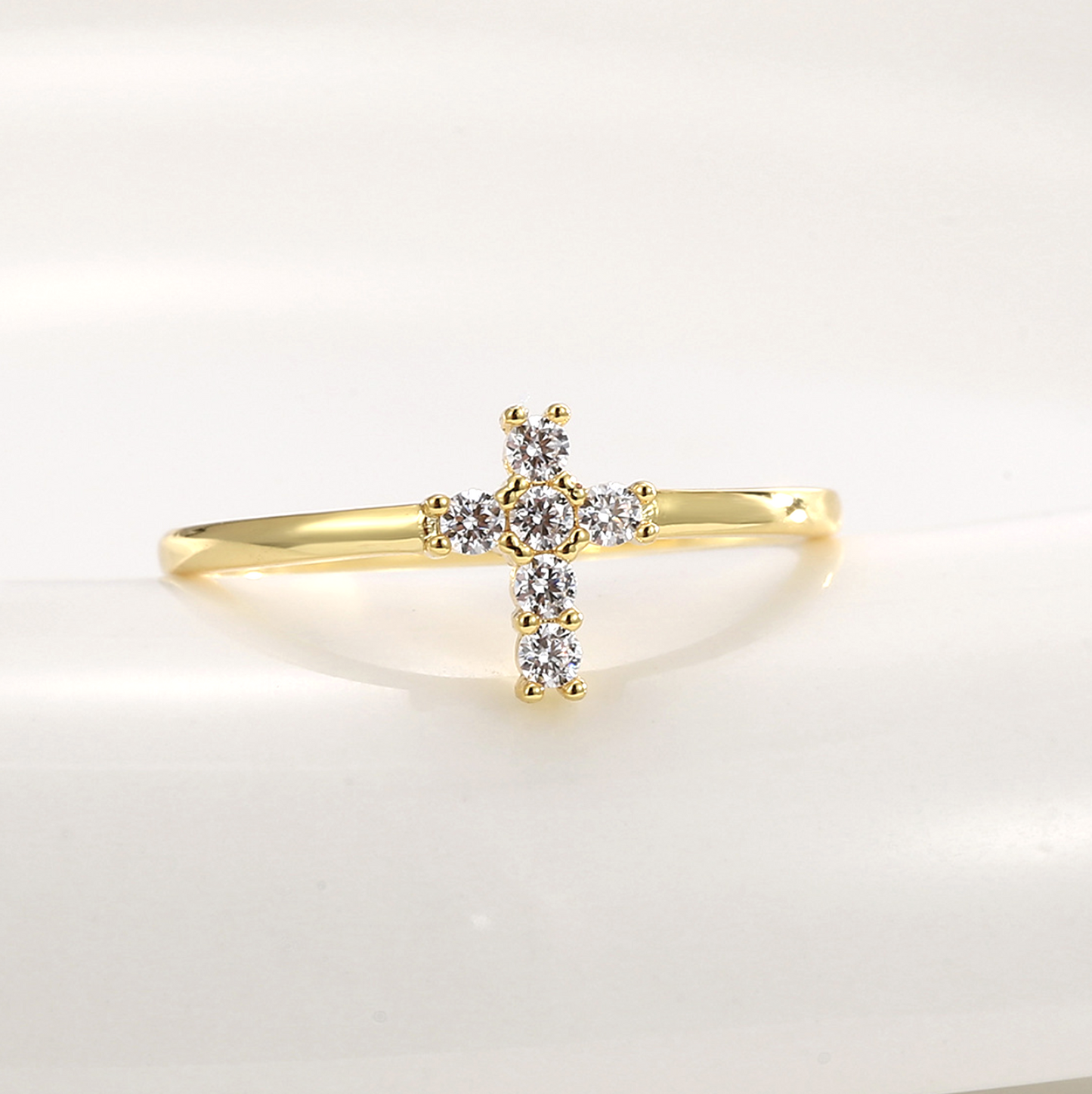 Dainty Zirconia Cross Ring