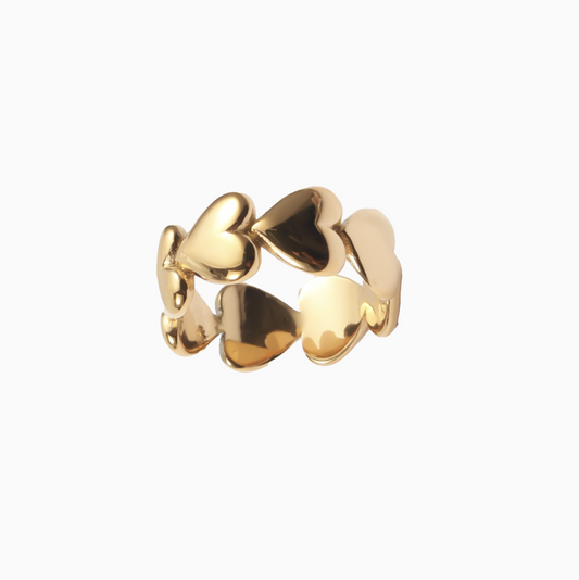 Statement Gold Heart Station Ring