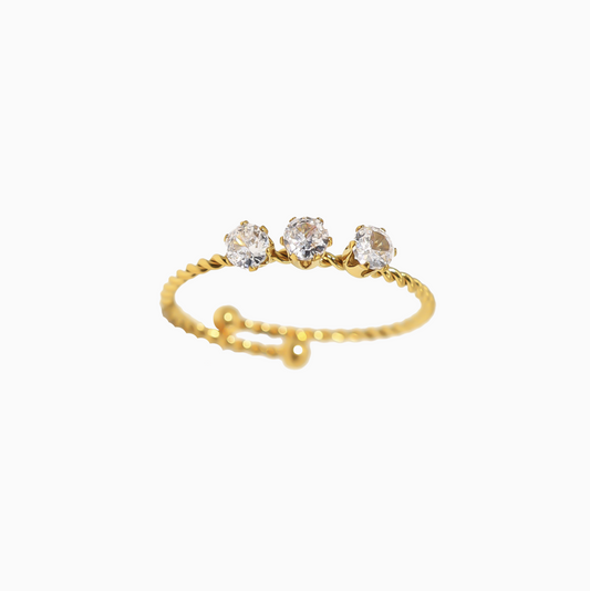 Dainty 3 Diamond Adjustable Ring