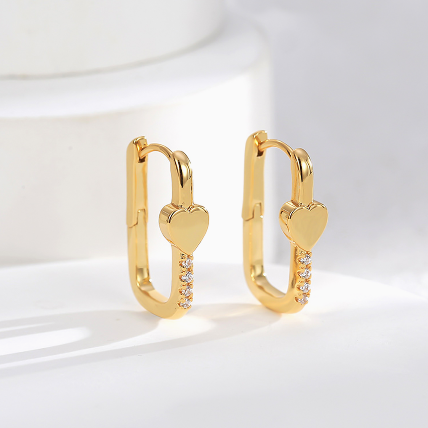 Gold Small U Heart Hoops