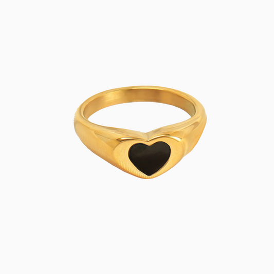 Black Statement 18k Chunky Heart Ring