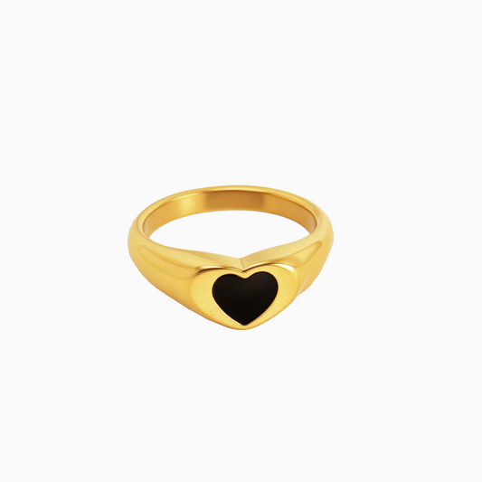 Black Statement 18k Chunky Heart Ring