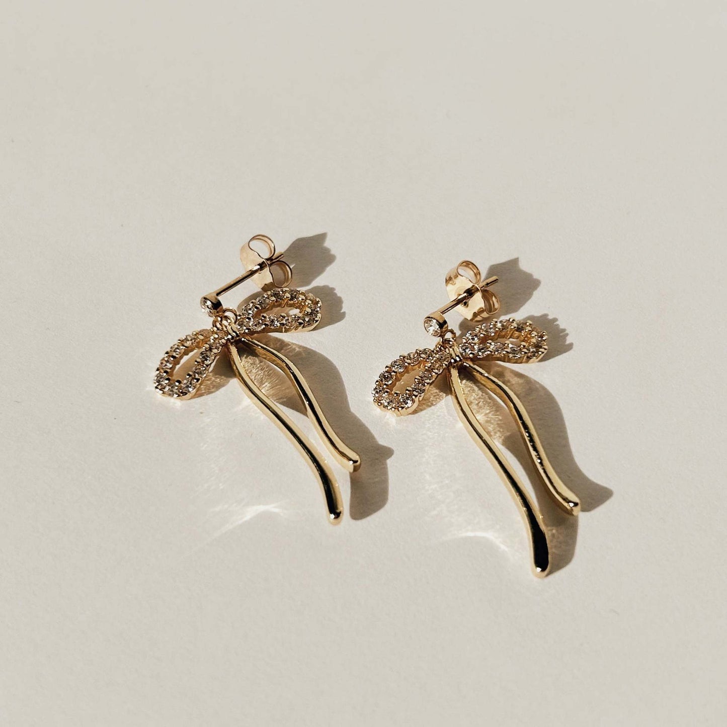 Silver Coquette Bow Zirconia Earrings