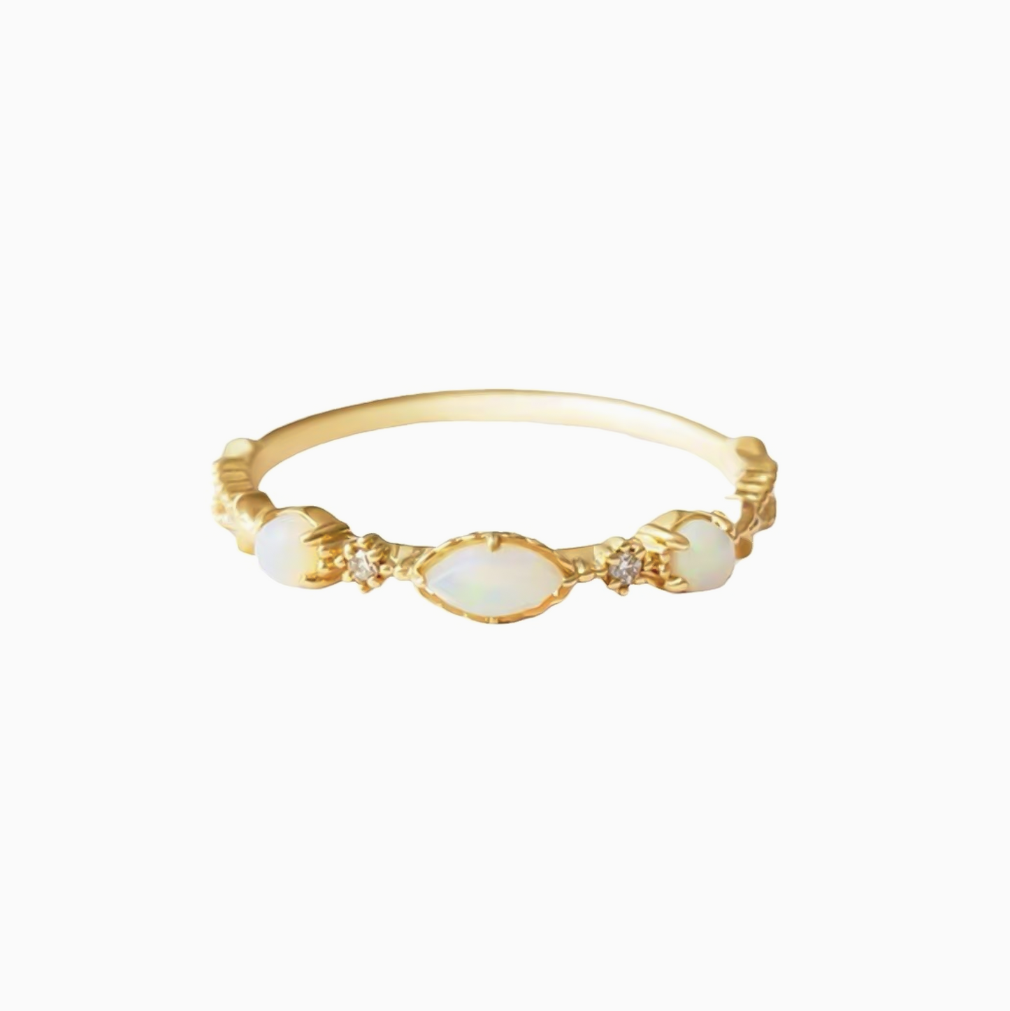 Dainty Moon Opal Stone Satck Ring