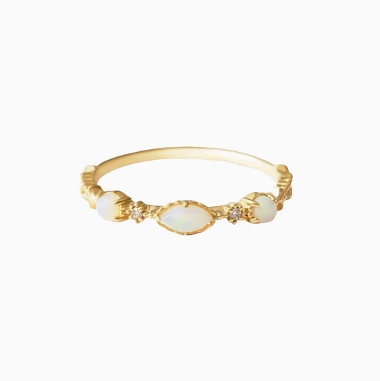 Dainty Moon Opal Stone Satck Ring