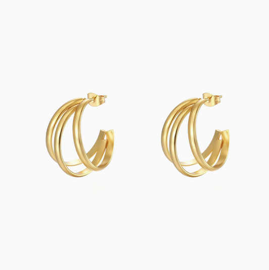 Bold Chunky Triple Gold  Hoops