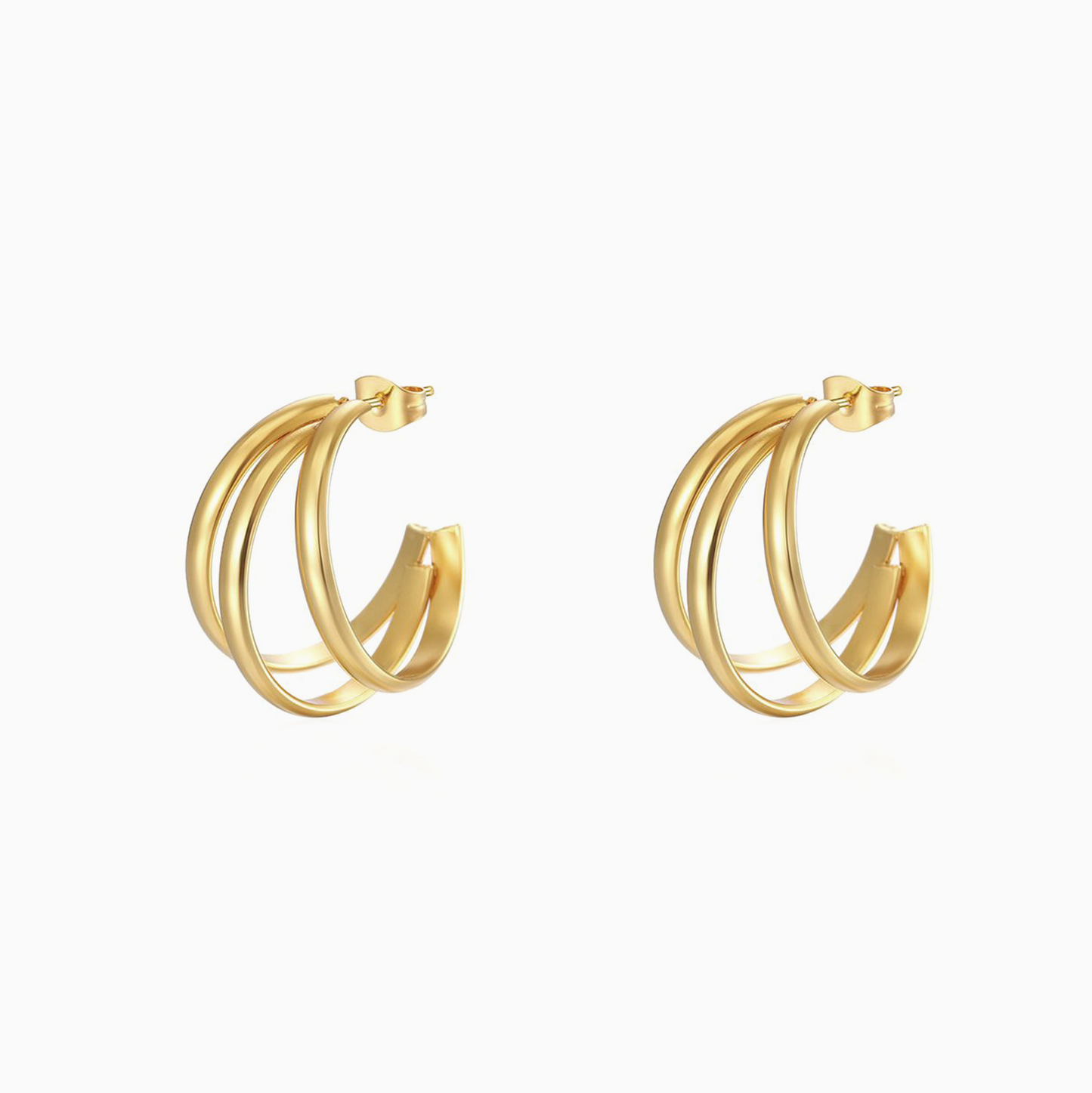 Bold Chunky Triple Gold Mixed Silver Hoops