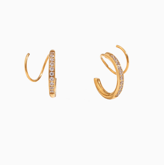 Gold Twist Zirconia Earrings