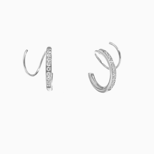 Silver Twist Zirconia Earrings