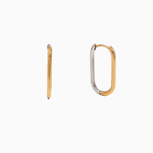 Block Gold Mixed Silver Hoops