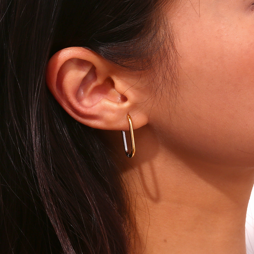 Block Gold Mixed Silver Hoops