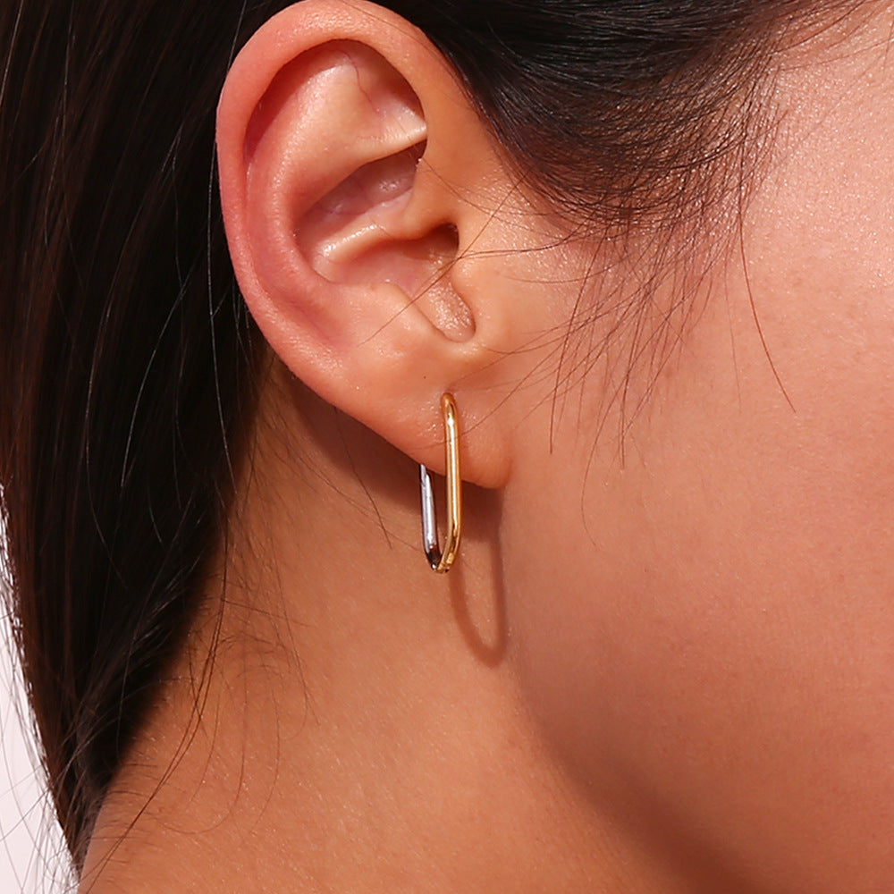 Block Gold Mixed Silver Hoops