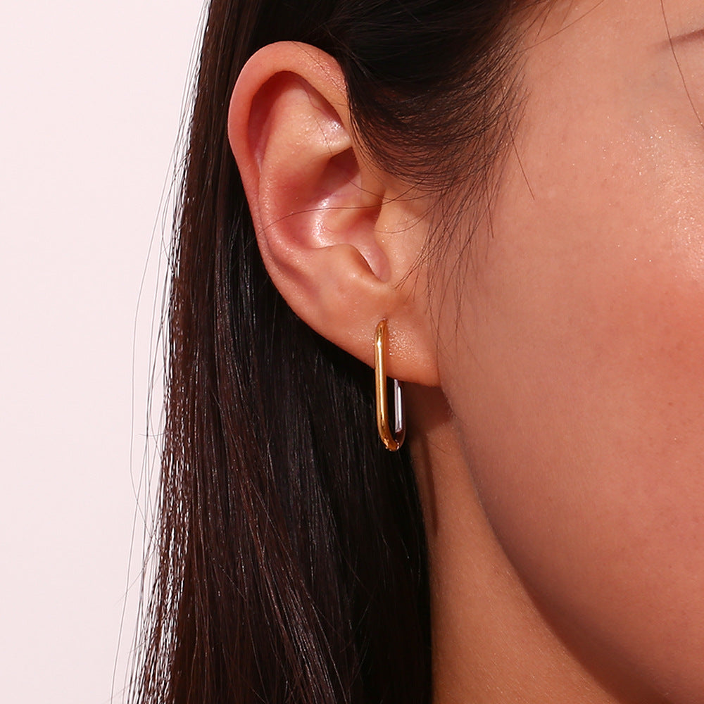 Block Gold Mixed Silver Hoops