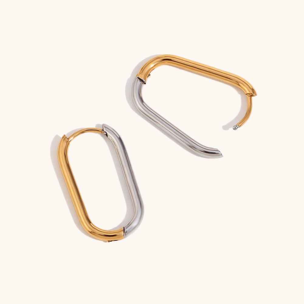 Block Gold Mixed Silver Hoops