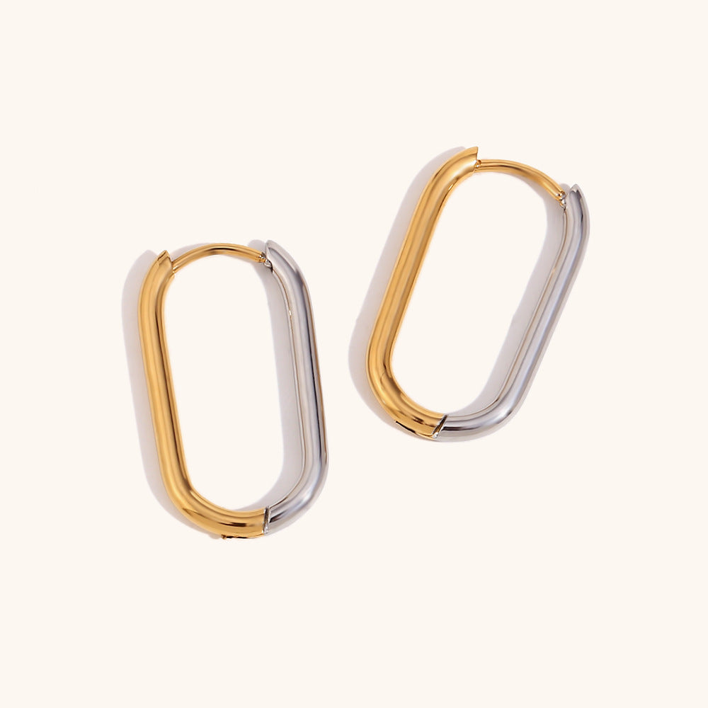 Block Gold Mixed Silver Hoops