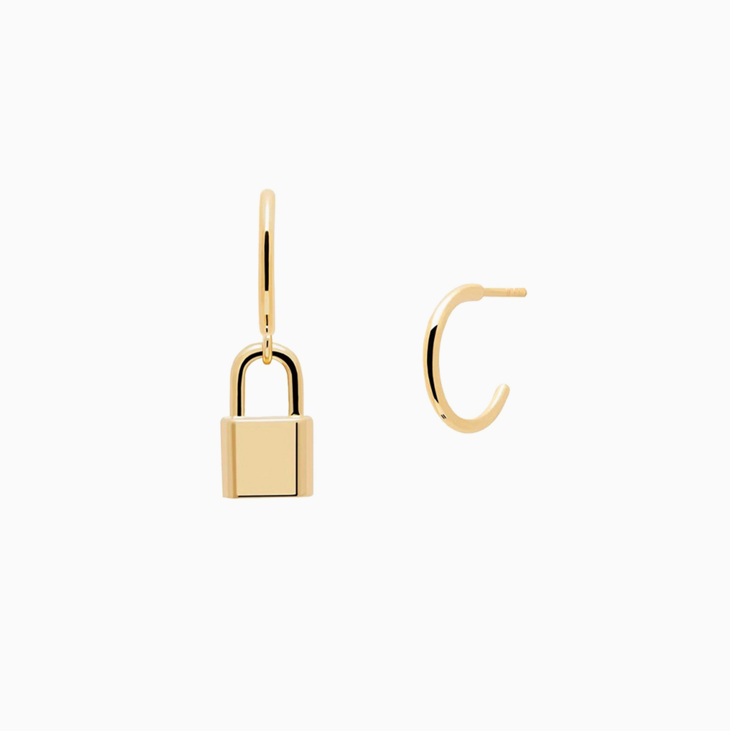 Gold Lock Mismatched Earrings