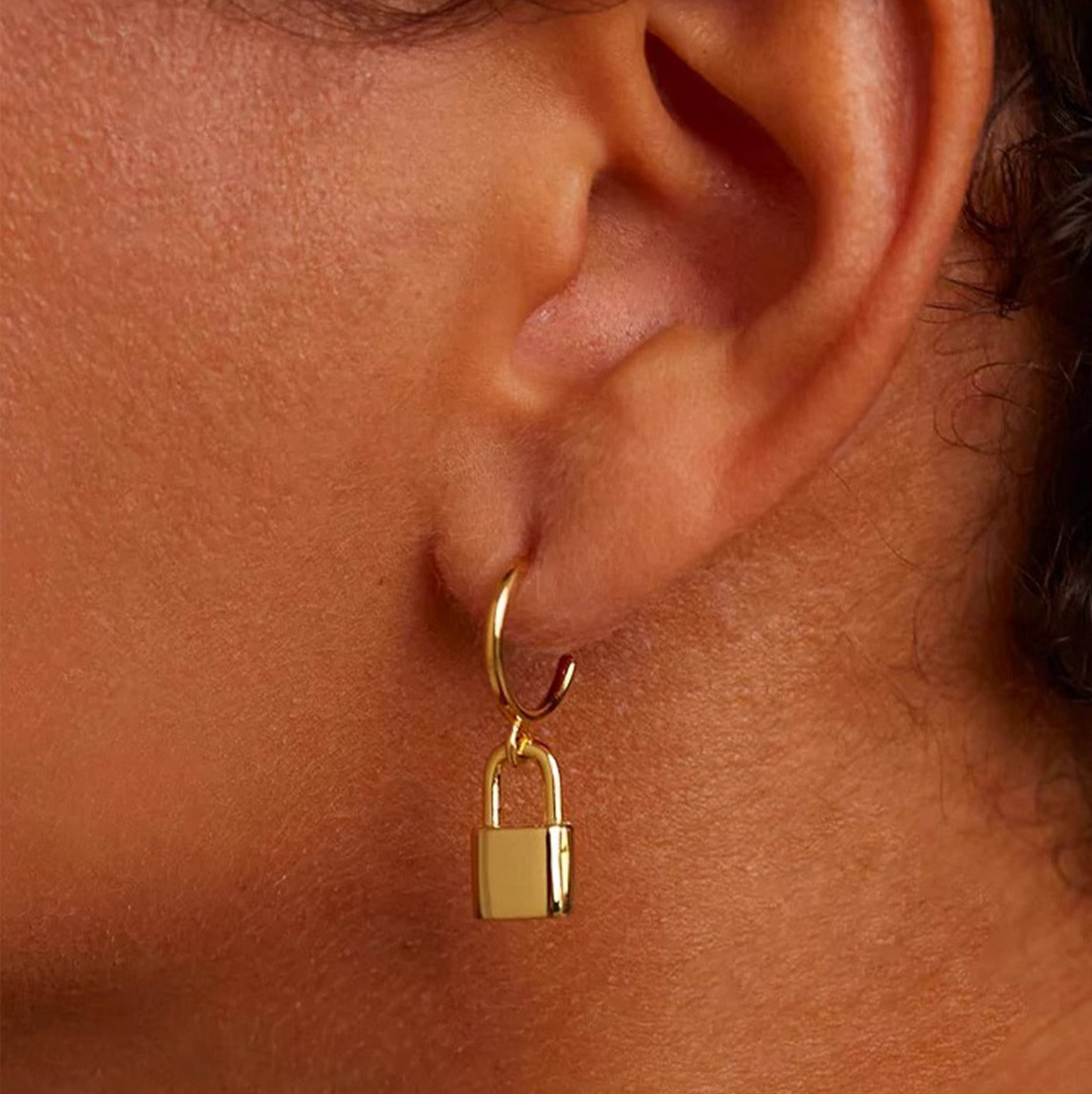 Gold Lock Mismatched Earrings