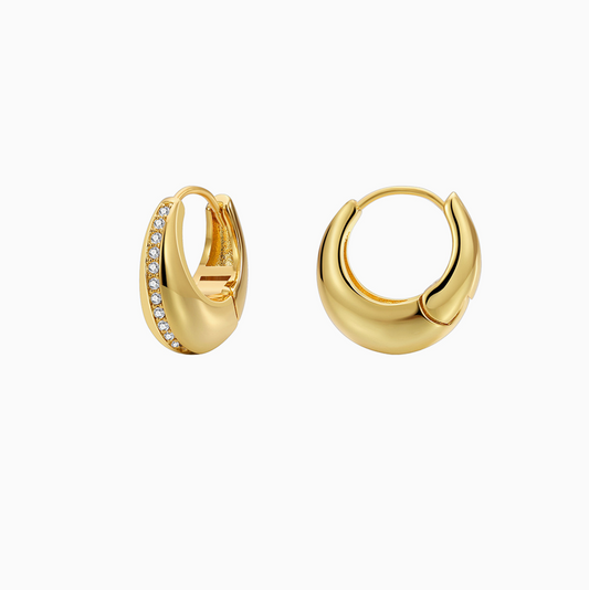 Bold Chunky Gold Zirconia Hoop Earrings