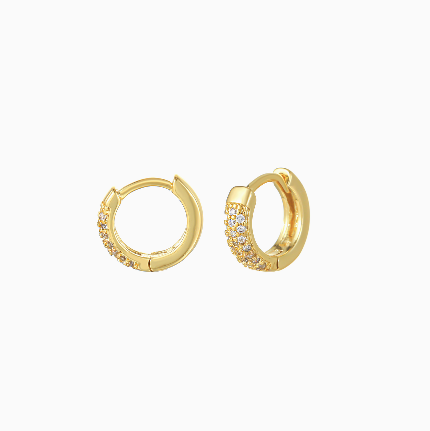 Yellow Gold Minimalist Zirconia Hoops Earrings