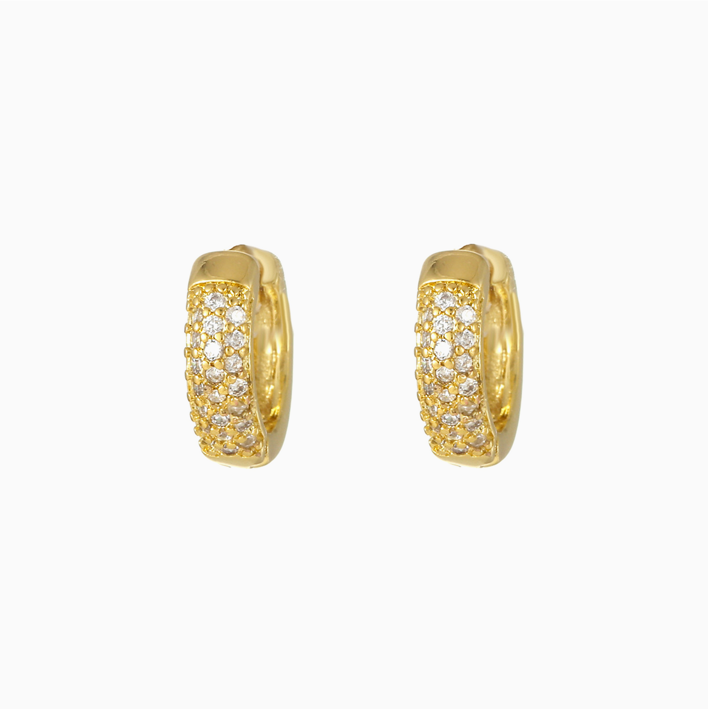 Yellow Gold Minimalist Zirconia Hoops Earrings